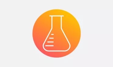 Orange gradient icon of a flask 