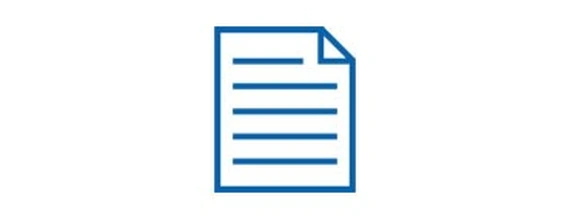 Questionnaires, blue writing on sheet icon