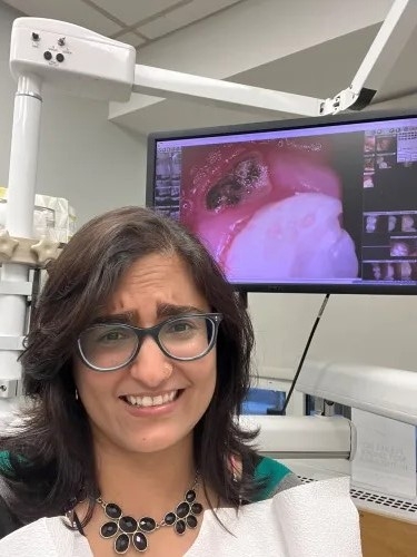 Tina at the dentist with tooth decay