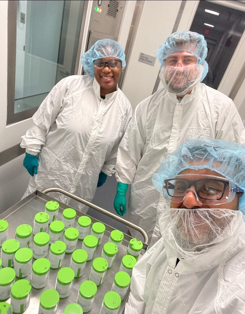 Carter Jaynes, RLT Production Manager, Novartis, and his colleagues with doses of RLT