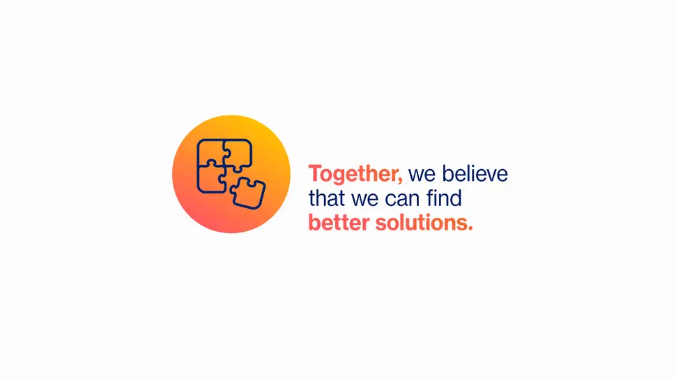 A closing slide outlining togetherness in solution finding with a puzzle piece graphic