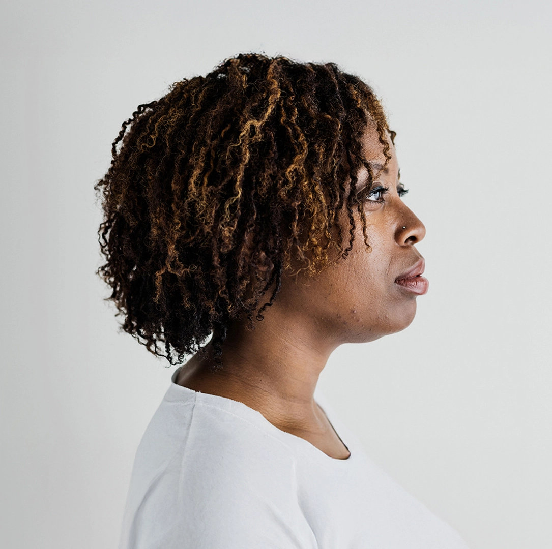 Close up view on a woman