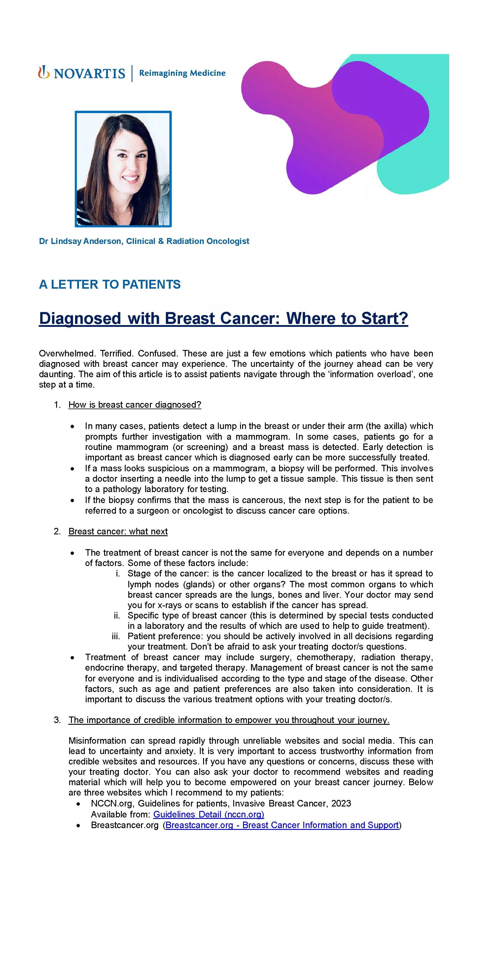 Diagnosed with Breast Cancer Where to Start